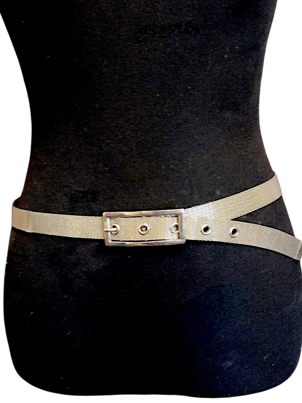 Vintage Metal Waist Belt with Silver Buckle